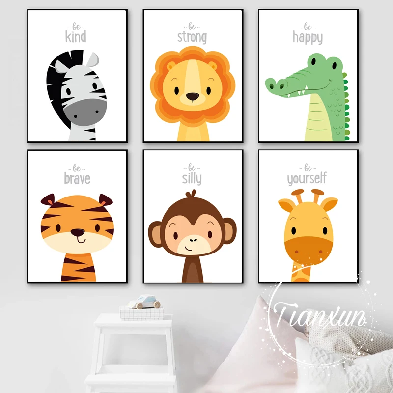 Canvas Posters And Prints Wall Pictures Baby Children'S Room Decoration Animal Prints Inspirational Posters Home Decor Posters