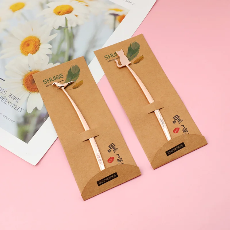 1pc Kawaii Cat Bird Lancet Alloy Bookmark Cute Coloring Embossing Book Mark Page Folder Office School Supplies Stationery