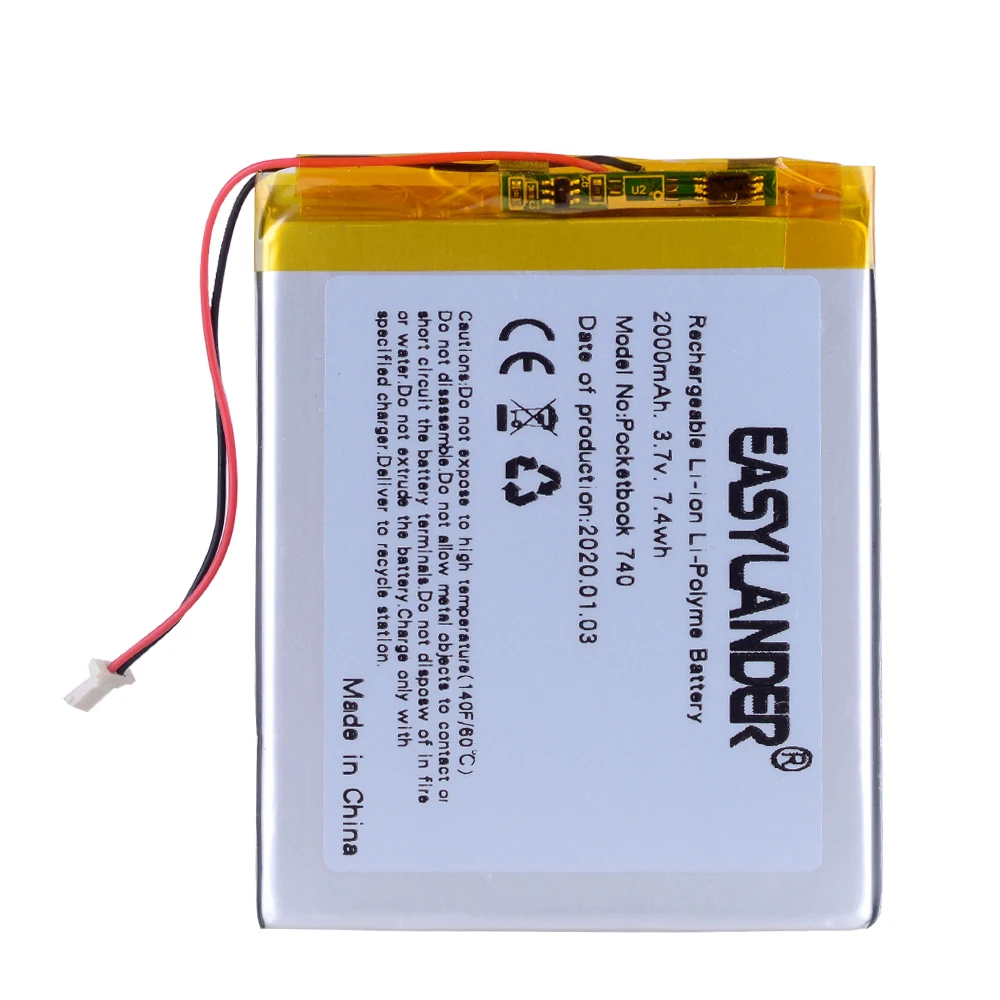 3.7V 2000mAh  Rechargeable battery For PocketBook740   Battery