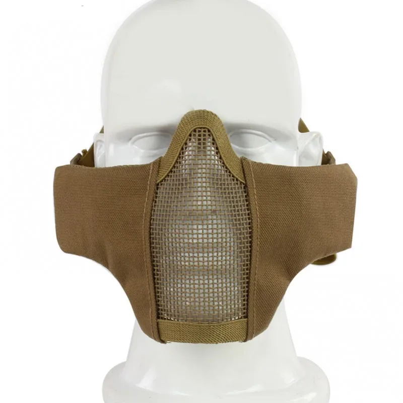 Masque demi-visage tactique Airsoft, maille métallique, protection du crâne, militaire, accessoires de chasse Wargame, Paintball