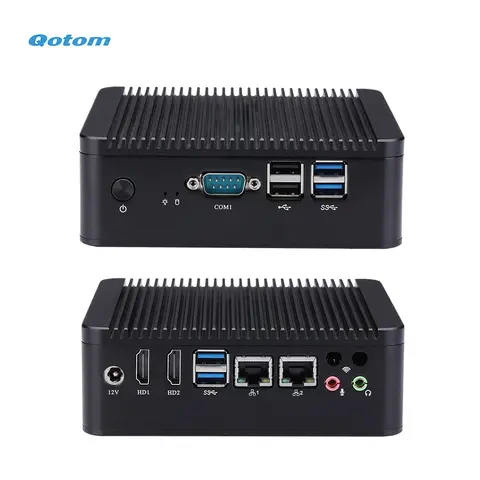 Qotom Barebone Mini PC 7th Gen Intel Celeron/ Core i3 i5 i7 Processor onboard Compact PC 2x LAN 2x HD 1 COM/ 4 COM Ports