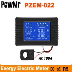 PowMr PZEM AC 6in1 220V100A Single Phase Digital Ampermeter Power Energy Voltmeter Ammeter Volt Watt Kwh Factor Meter Split CT