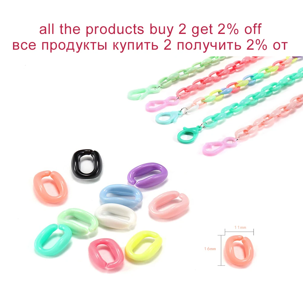 50pcs/pack Fashion Colorful Acrylic Long Chain Necklace For Women Frosted Resin Chain Chunky Choker Pendant Necklace Jewelry