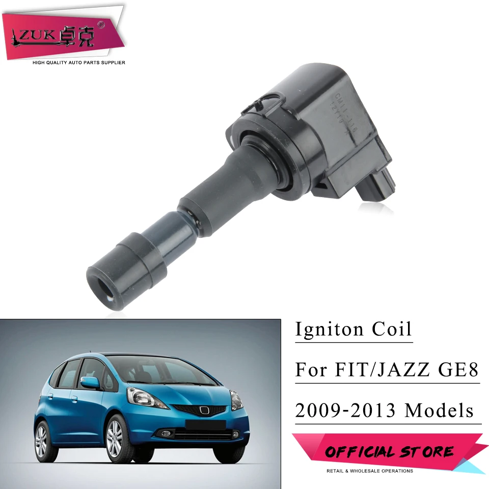 ZUK Ignition Coil For HONDA FIT JAZZ 2009 2010 2011 2012 2013 2014 1.3L 1.5L CITY 2009-2014 CR-Z 2013-2016 30520-RB0-003