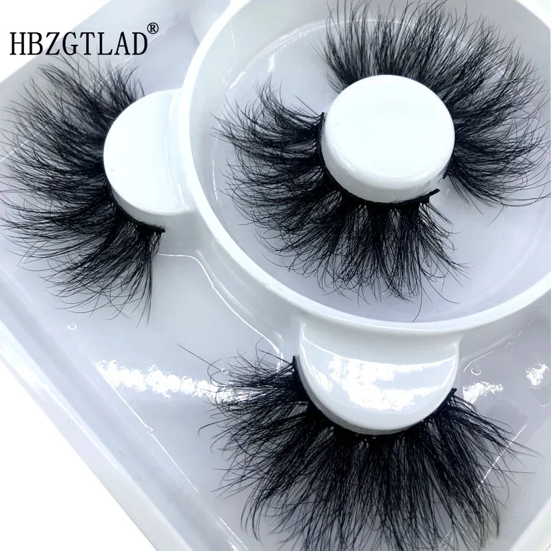 3 Pairs 25 mm 3d Mink Lashes Bulk Faux with Custom Box Wispy Natural Mink Lashes Pack Short Wholesales Natural False Eyelashes