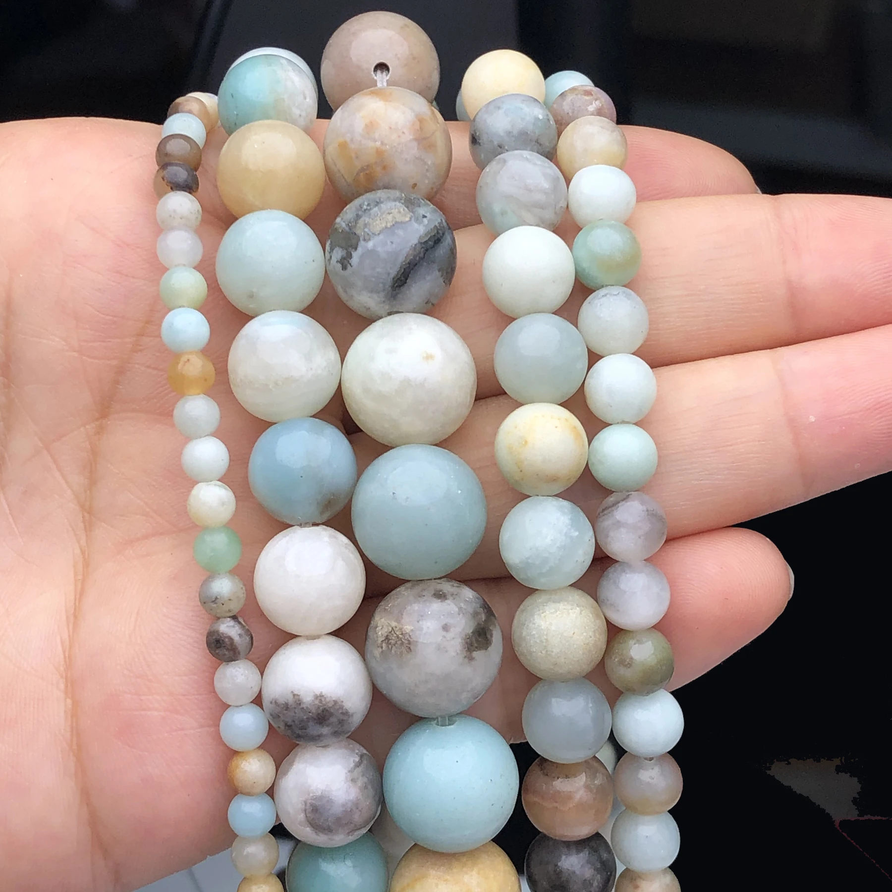 AAA Natural Stone Amazonite Beaded Round Loose Spacer Beads For Woman Jewelry Making DIY Bracelet Necklace 4/6/8/10/12mm 1Strand