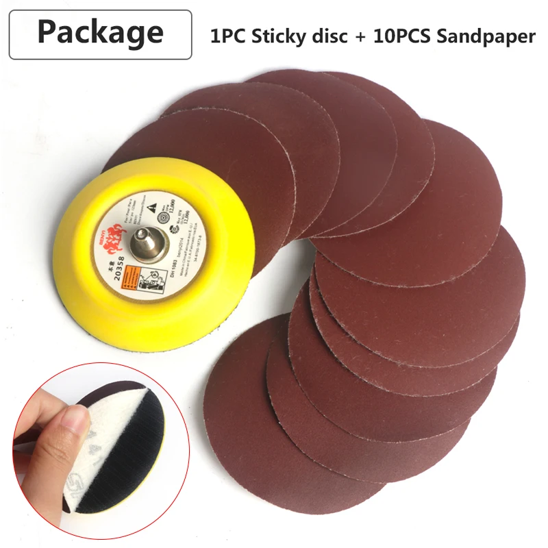 자체 접착 버핑 연마 디스크, 75mm 원형 사포 P80-P3000, 연마기 드릴 어댑터용 자체 접착 디스크 포함, 세트당 11 개