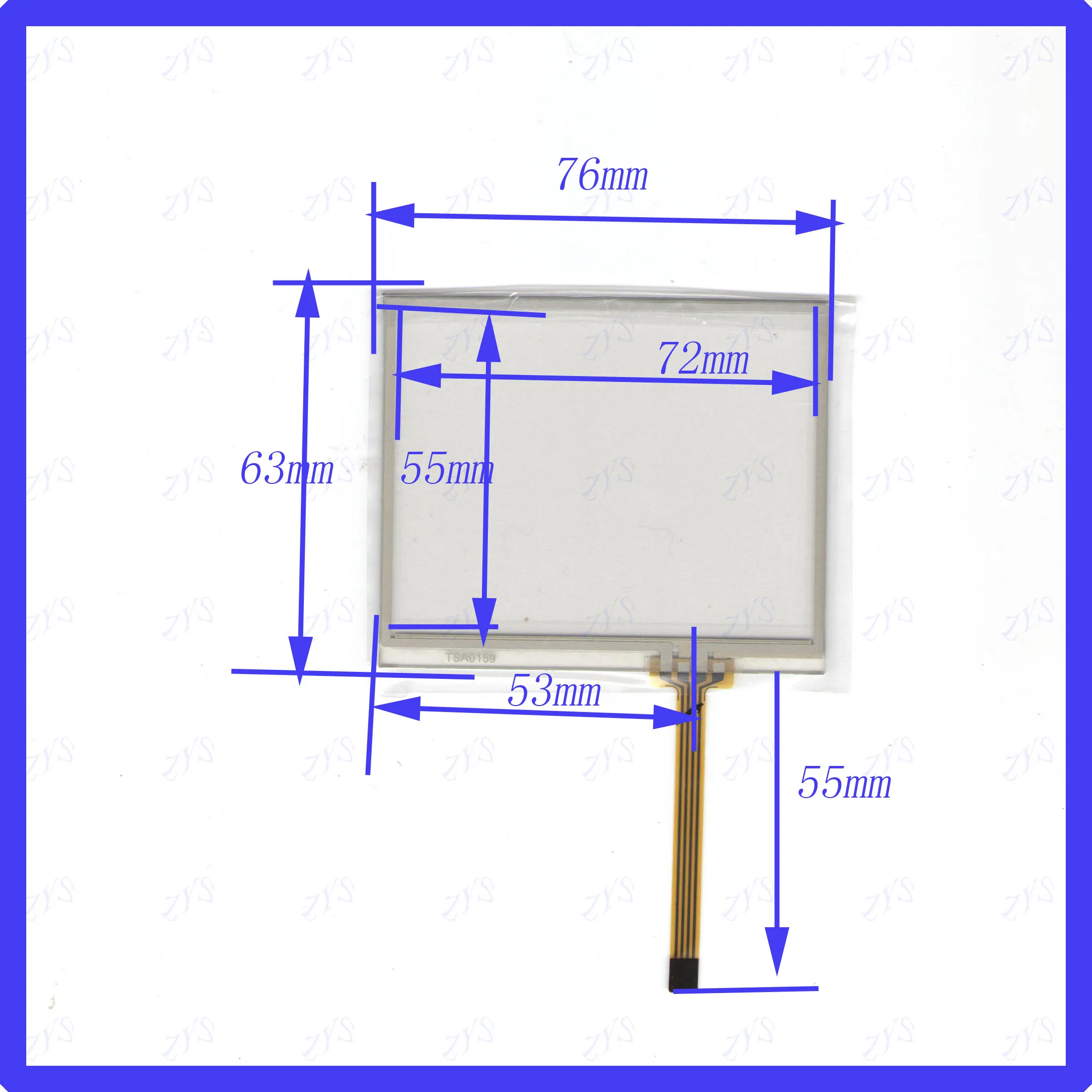 

ZhiYuSun 5PCS/LOT TSA0159 76mm*63mm 3.5inch 4-wire resistive touch panel for Car DVD, 76*63 GPS Navigator screen glass