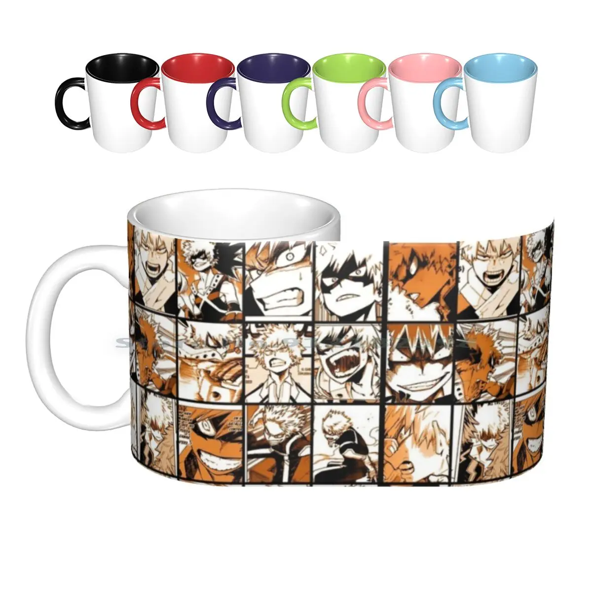 Bakugo Katsuki Collage Ceramic Mugs Coffee Cups Milk Tea Mug Boku No Hero Academia Collage Official Art Manga Bakugo Katsuki