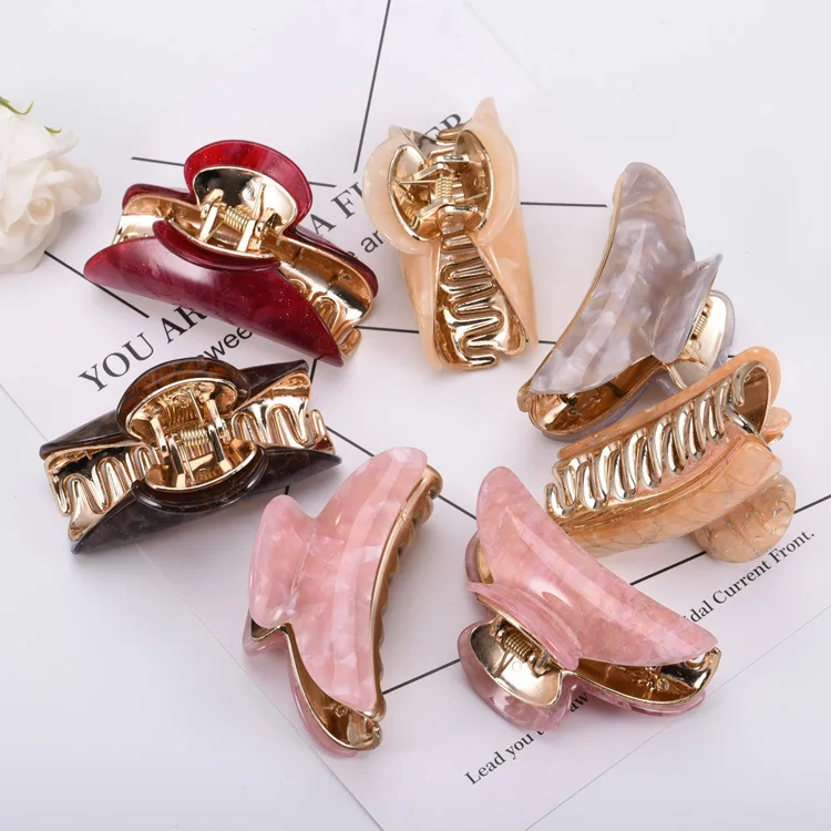 9CM new style Large floral acrylic  Hair Clips Girls Hairpins Crab Claws Jaw Clamp Hair Jewelry for Women Banana Grips Slid