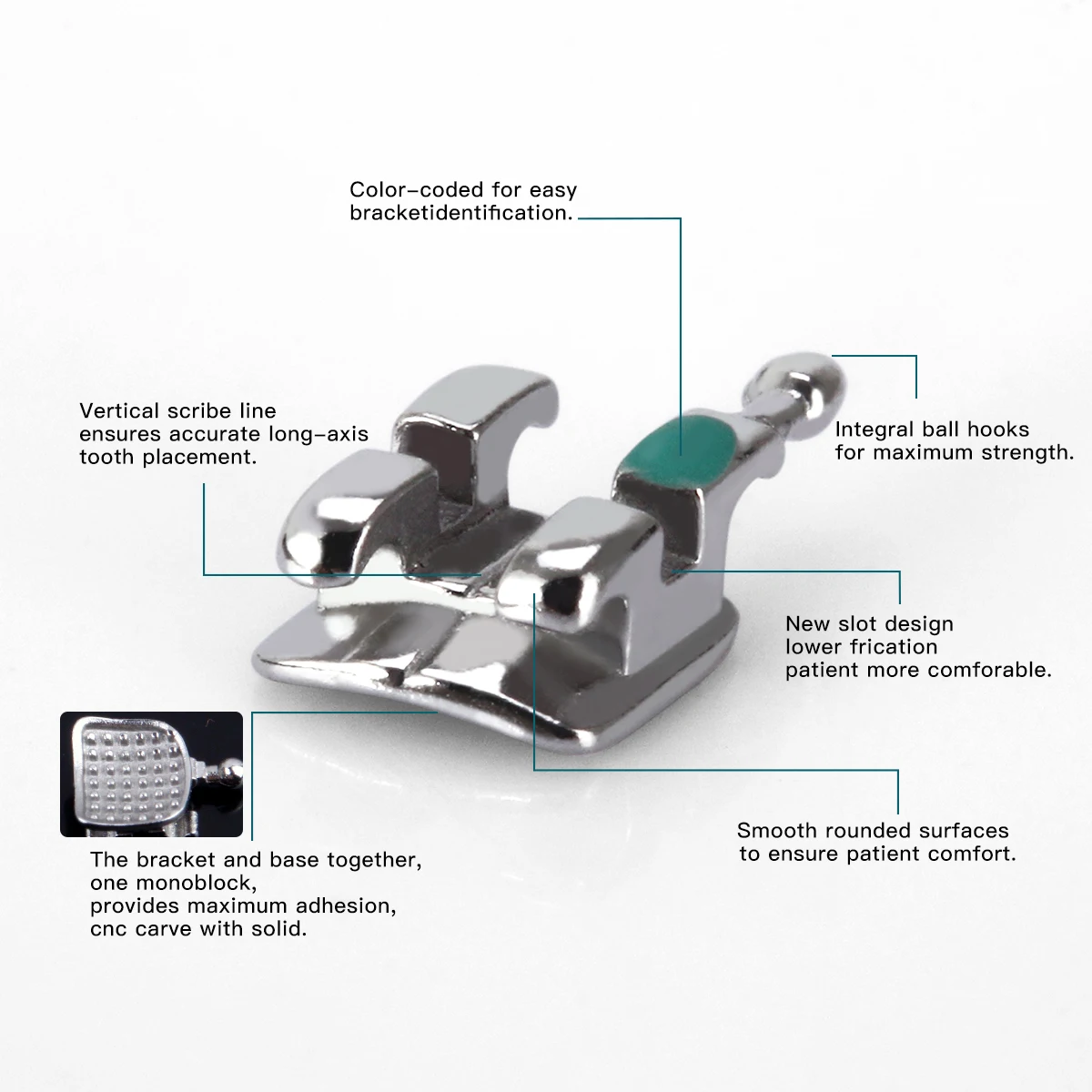 5 paczek Dental ortodontyczny monoblok metalowy wspornik szelki Mini Roth/MBT.018/022 345 haki 20 sztuk/paczka