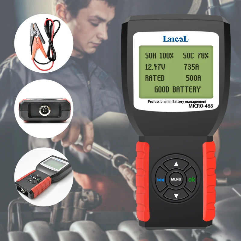 Lancol Micro468 Car Battery Tester Portable 12V Auto Digital 100-2000CCA Automobile Battery Analyzer Tool For Car