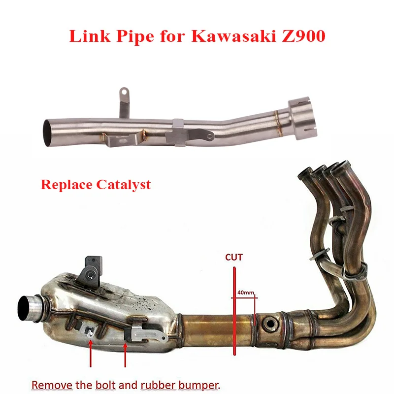 

Motorcycle Slip on Exhaust System Connect Pipe Middle Mid Link Tube Replace Catalyst Exhaust for Kawasaki Z900