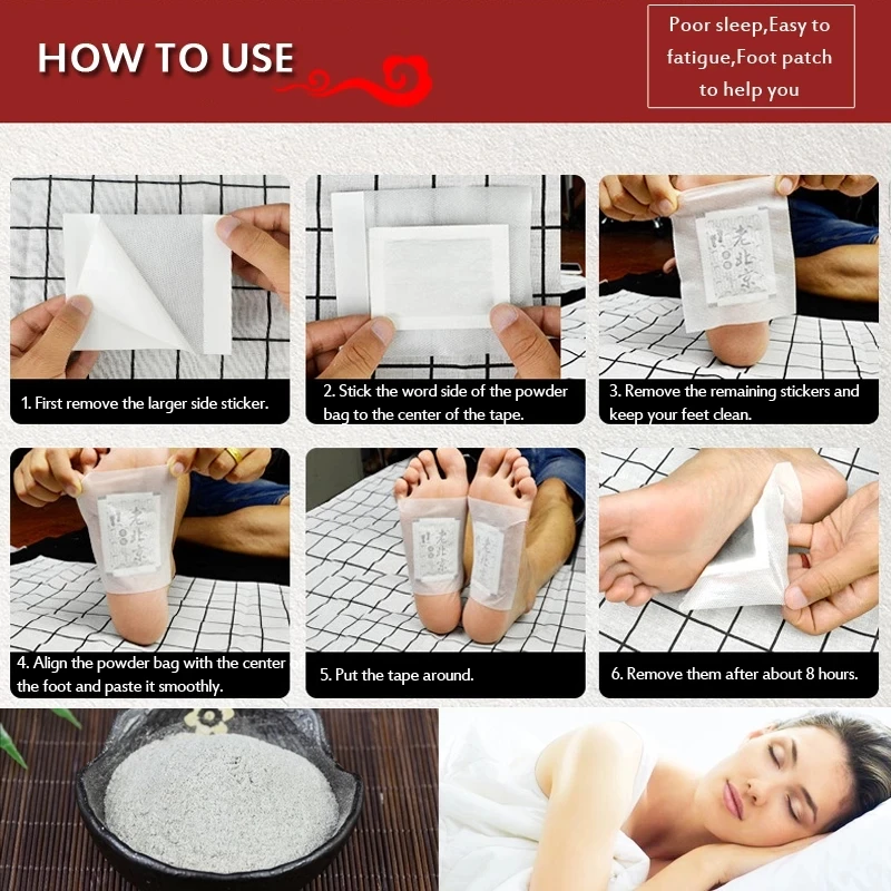10pcs Tradition Chinese Medicine Detox Foot Patch Bamboo Vineger Wormwood Nourish & Improve Sleep Quality Slimming Foot Care Pad image 2