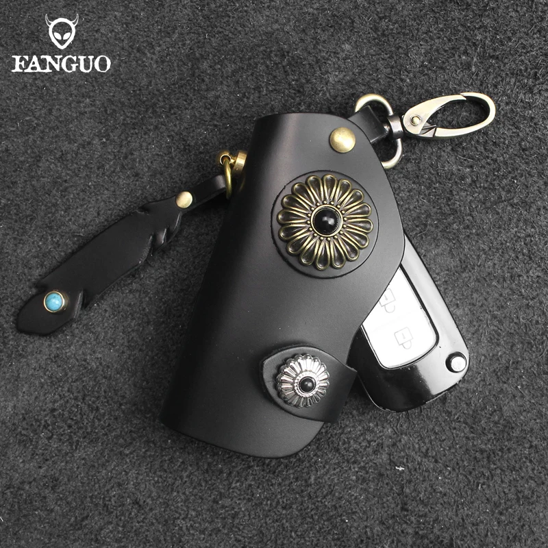 Da Bò Móc Treo Chìa Khóa Da Thật Chính Hãng Da Nam Khóa Túi Móc Khóa Nữ Quản Gia Ban Đầu Thiết Kế Túi Túi