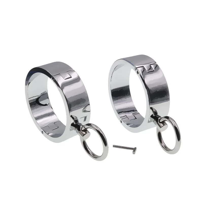 1 Pair Stainless Steel Handcuffs Metal Anklet Foot Cuffs Erotic SM Bondage Adult Game Couple Slave Restraint Sex Toys Men Women