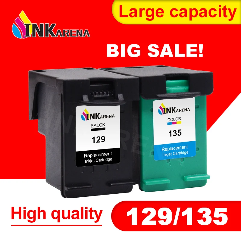 INKARENA Compatible for HP 129 135 Photosmart C4140 C4150 C4170 C4173 C4175 C4180 C4183 C4188 C4190 Printer for HP129 for HP135