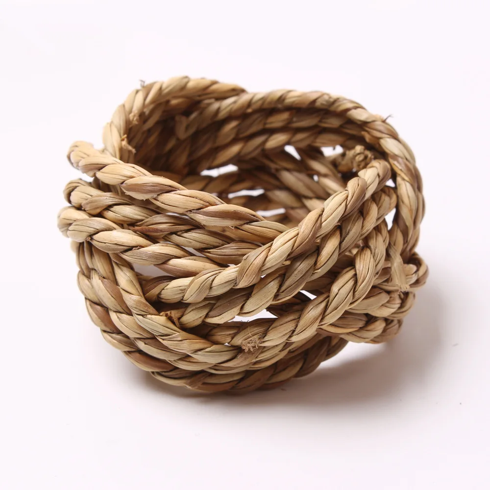 Natural Material Straw Corn Husk Wooden Napkin Ring Hyacinth Grass Buckle For Cloth Napkins Towel Ring Restaurant Accessories