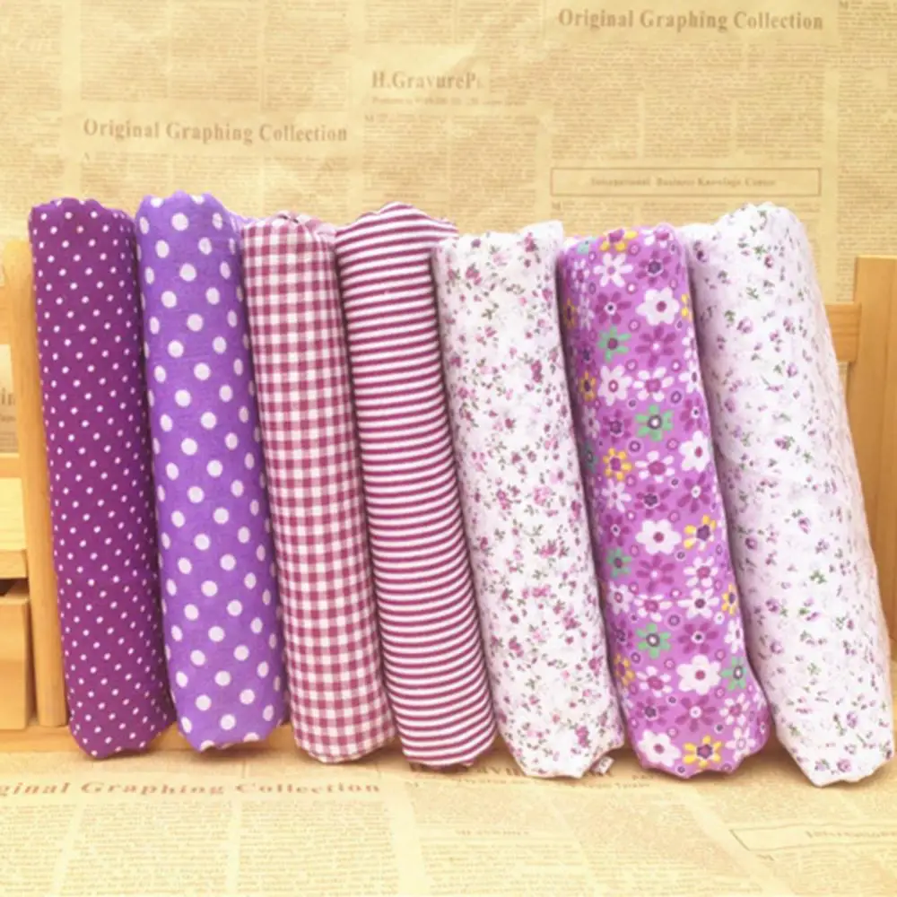 40%HOT7pcs/set Quilting Fabric Floral Cotton DIY Craft Sewing Handmade Accessories Calico Patchwork Needle Thread