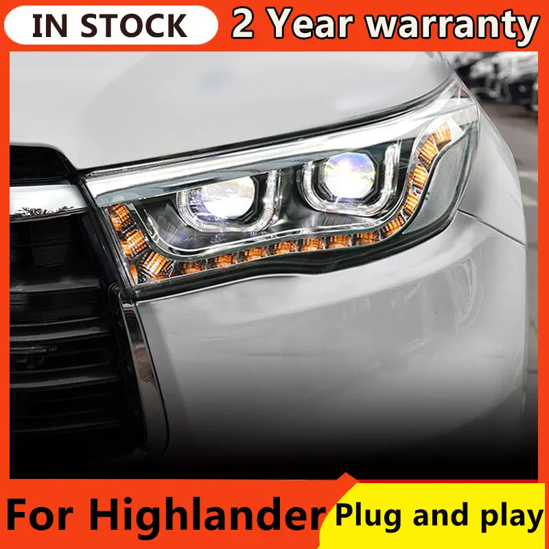 

For Toyota Highlander LED Headlights 2015 2016 2017 Highlander Headlight LED DRL Hid Head Lamp Angel Eye Bi Xenon Accessories