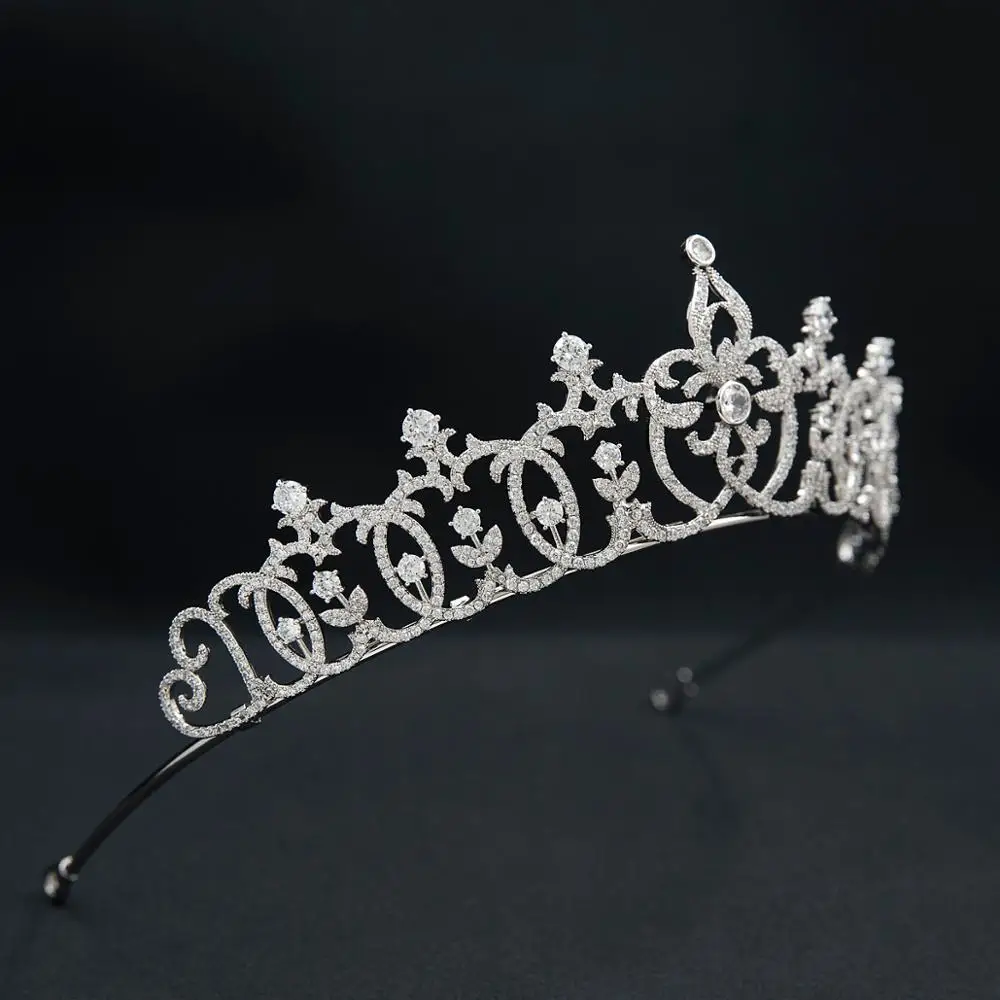 Cubic Zirconia Roayl Tiara for Wedding,Crystal Princess Tiaras Crown for Bride Hair Jewelry CH10374