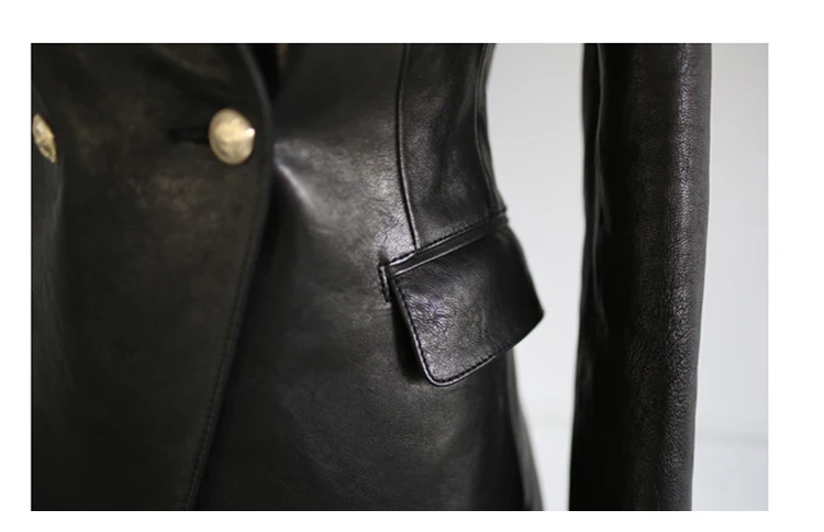 2020 New Fashion Women Spring  Autumn Black Faux Leather Jackets Buttons Basic Coat Turn-down Collar Biker Jacket  C9D206M