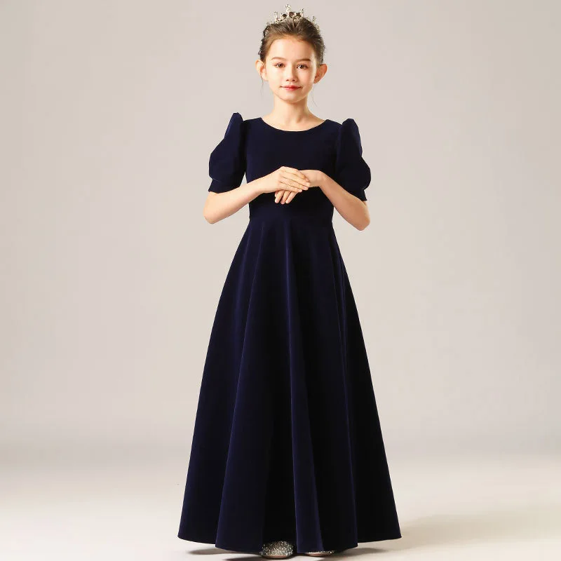 Elegant Velvet Christmas Long Easter Dresses For Girls Children Princess Carnival Host Costume Kids Wedding Party Ball Gown