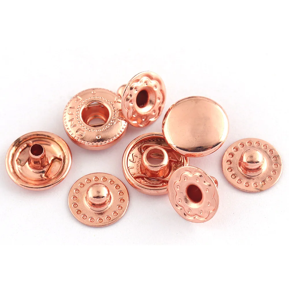 Rose Gold Snap Buttons Spring Snap Fasteners Snap Rivet Buttons Leather Craft Buttons Poppers Snap Fasteners Leather Closure