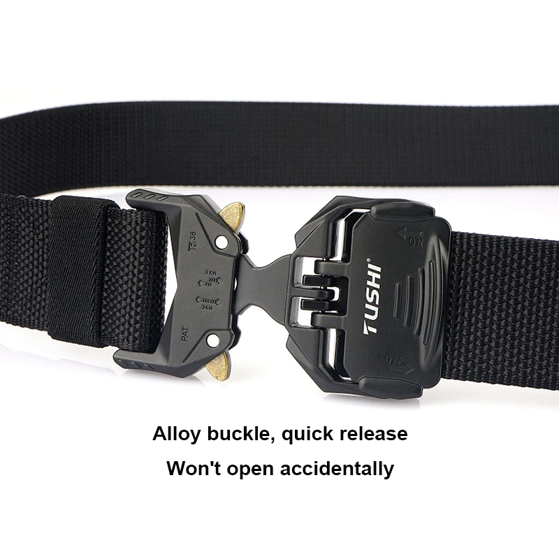 HSSEE New Tactical Belt for Men Tight Nylon Military Army Belt Outdoor Sports Waistband Metal Buckle Casual Girdle Male Gift