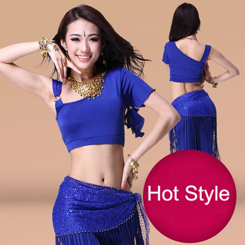 Female Belly Dance Practice Clothing 2021 New Dance Clothes Practice Suit Female Adult Sexy Blue Plus Size Top Skirt Belt Set