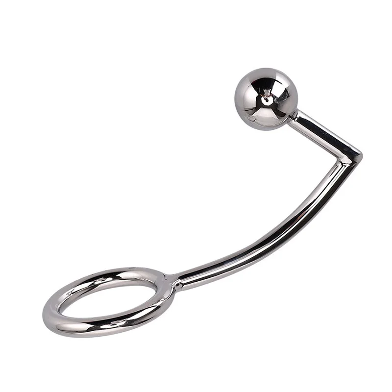 Dia 40mm 45mm 50mm metal male Anal beads butt plug hook with penis cock ring fetish chastity Stainless Steel adult sex toy man