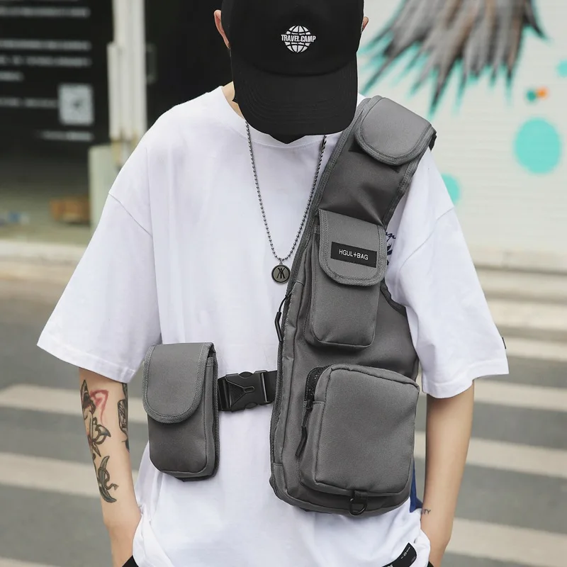 Chaleco estilo Hip Hop para hombre, bolsa de pecho táctica para deportes al aire libre, Airsoft Gear, mochila