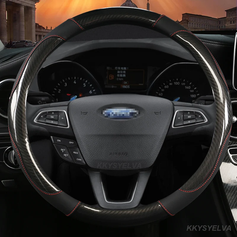 

Автомобильный чехол на руль 38 см для Ford EcoSport Escape Kuga погрузка EL Max Explorer Galaxy S-Max F-Series Raptor Focus