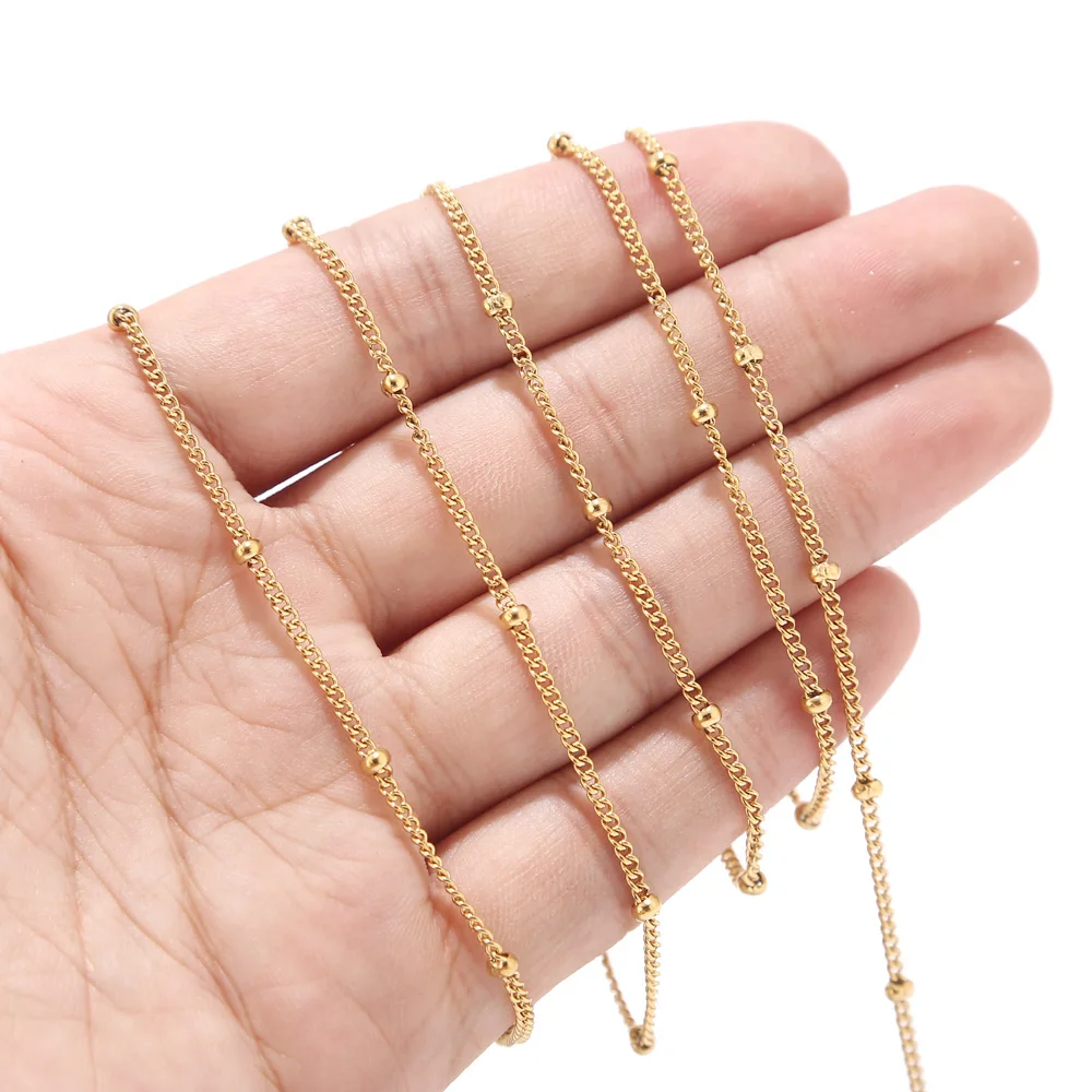 10 meter Bulk Fancy Rvs Satelliet Ketting Anti Aanslag Bead Ball Kabel Ketting voor Ketting Choker Enkelband Maken