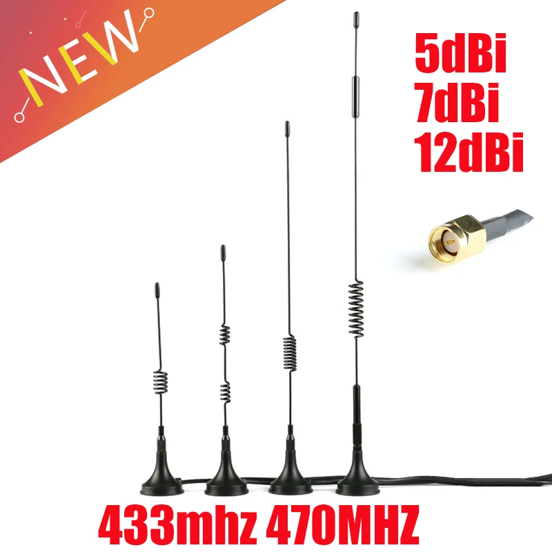 433Mhz 470MHZ antena GSM SMA męska podstawa magnetyczna IOT Ham wzmacniacz sygnału radiowego bezprzewodowy wzmacniacz 5dbi 7dbi 12dbi długość 3M