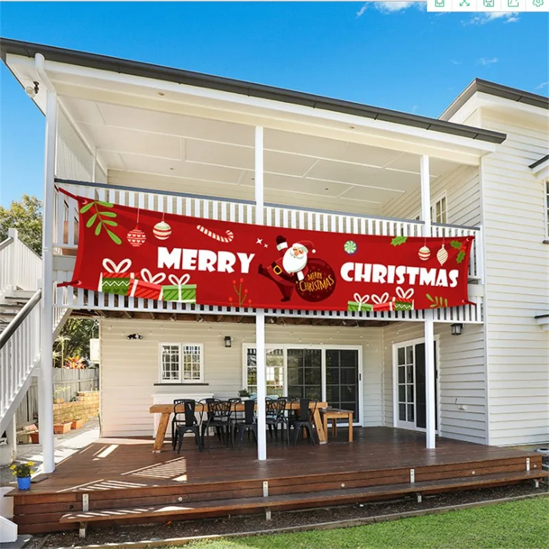 3M Merry Christmas Banner Oxford Cloth Hanging Banners Christmas Decorations For Home Outdoor Store Banner Flag Navidad New Year