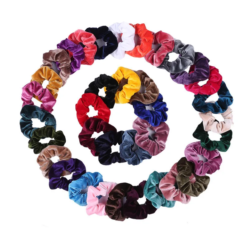 Korea Velvet Hair Scrunchie Elastic Hair Bands Solid Color Women Girls Headwear Ponytail Holder Ties Headwear Hair Accessories