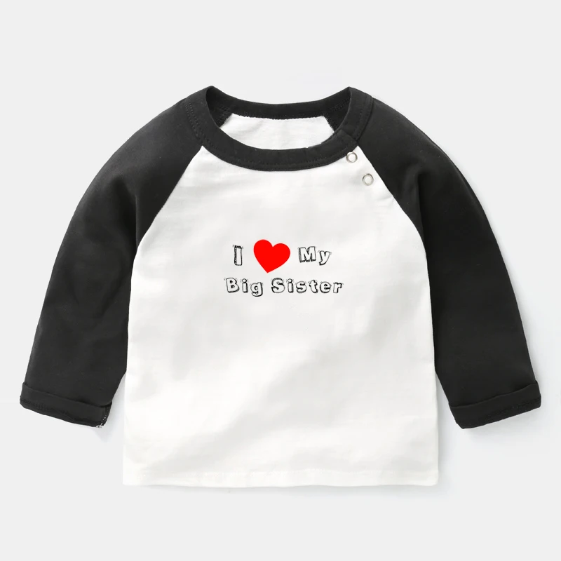 I love my big brother sister Print Tee Baby Long Sleeve T-shirts Cotton Kids T Shirt Tops Girl Boy Gift Childs Christmas Present