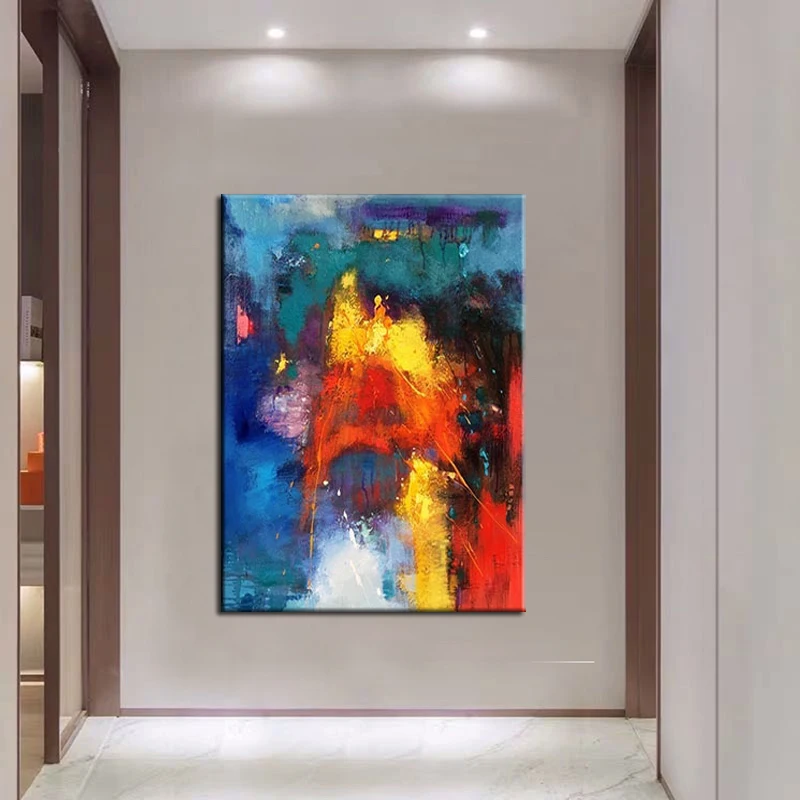 

100% Handmade Oil Painting Big Size Colorful Abstract Painting Nordic Simple Mural Modern Decorative Wall Decor Frameless