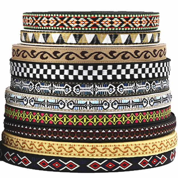 200 Styles 5 Yards 15MM Colorful Geometric Jacquard Embroidered Ribbons Apparel Wrapping Collar Trim Sewing Accessories