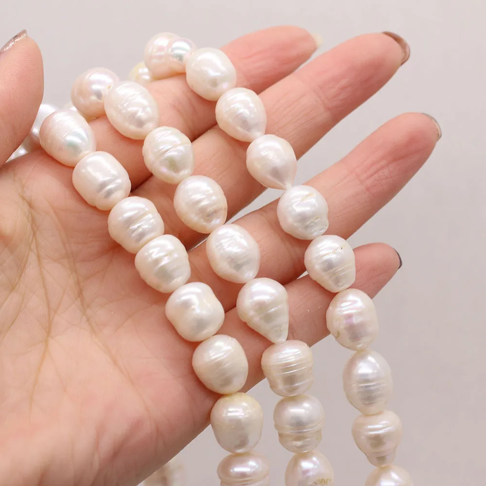 100% Real Natural Freshwater White Pearls Beads Vertical Perforated Beads 36 cm Strand 12-13mm For Jewelry Making Necklace