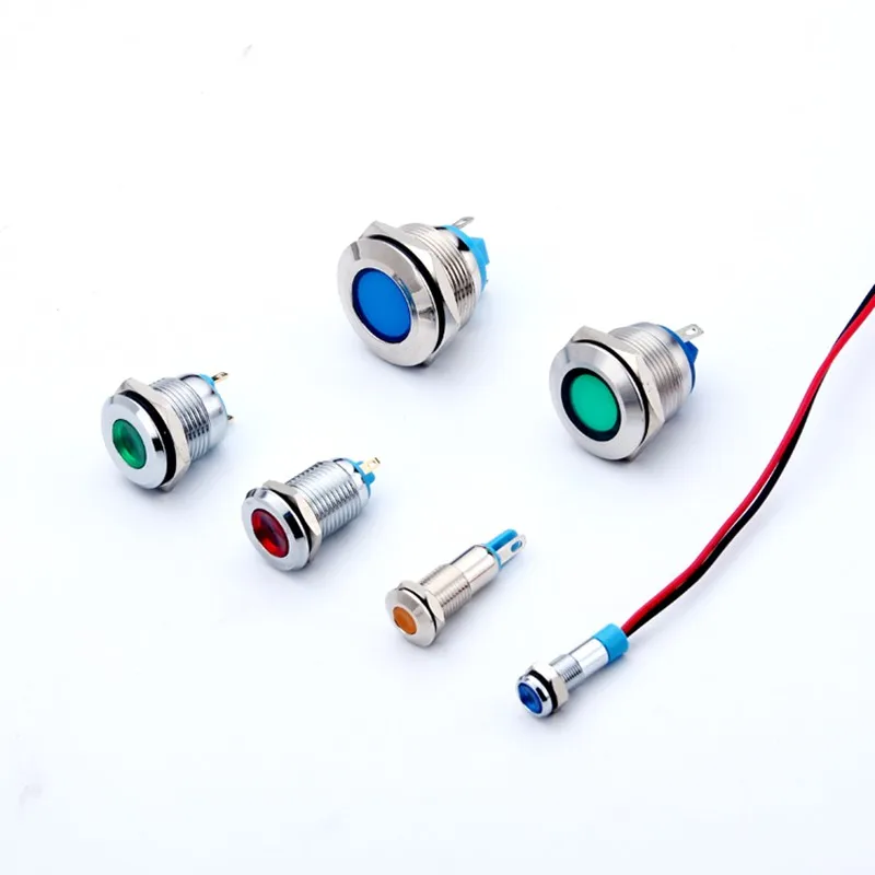 1pcs 6mm 8mm 10mm 12mm 14mm 16mm Waterproof IP67 Metal LED Warning Indicator Light Signal Lamp Pilot Wire 3V 5V 12V 24V 220V