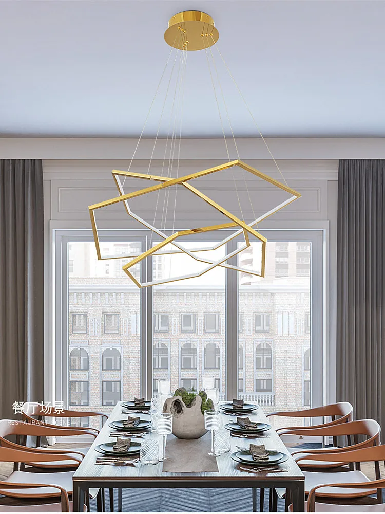 Simple modern clothing shop chandelier hexagonal living room lamp cross border new duplex loft chandelier