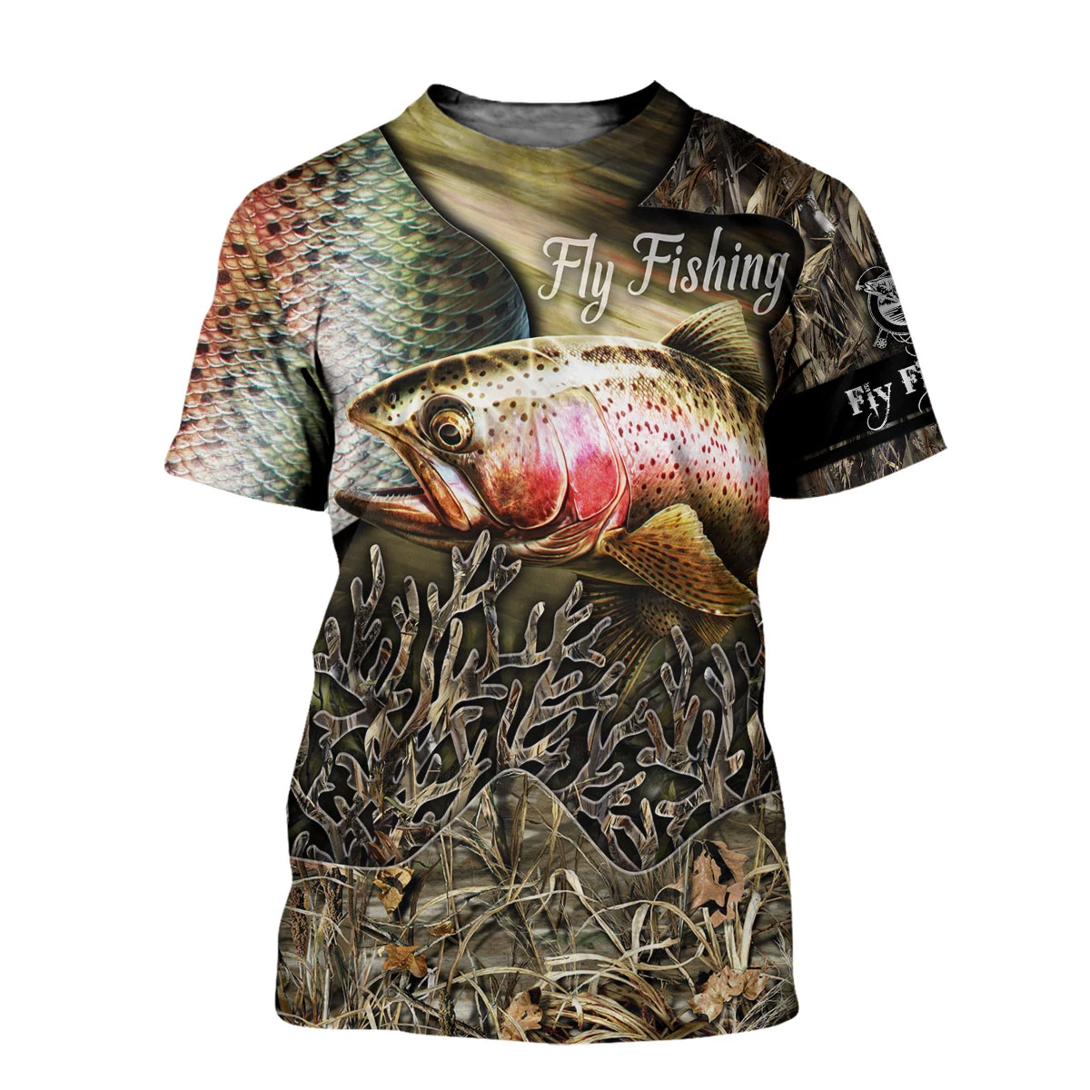 2021 Summer Hipster Men t-shirt Beautiful Trout Fishing 3D Printed Harajuku Short sleeve T shirt Unisex Casual tops TX0178