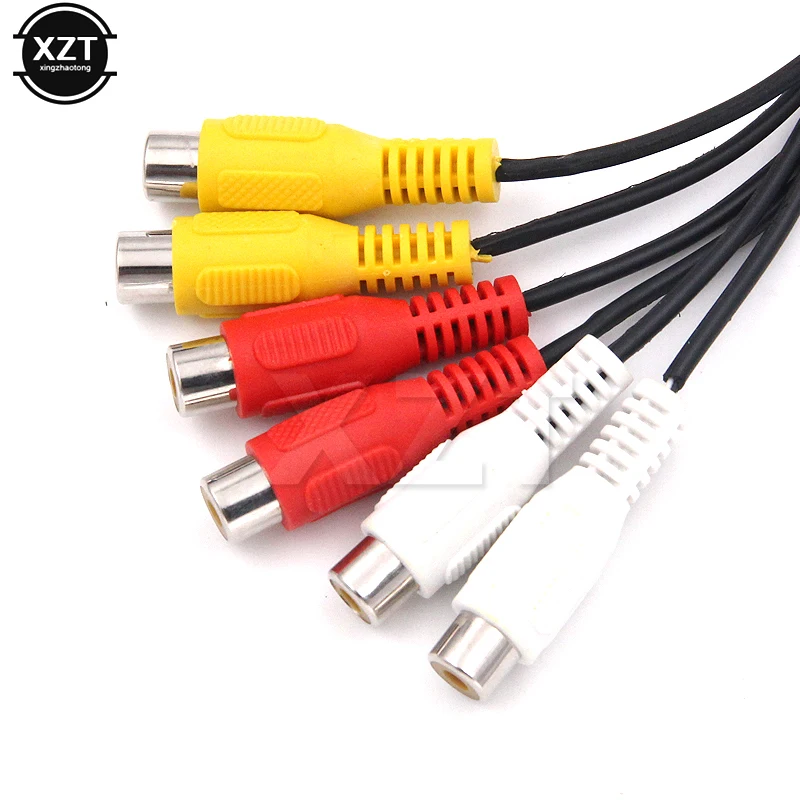 Nowy 3 RCA męski do 6 RCA rozgałęziacz wtyczek żeńskich Audio wideo kabel Adapter AV dla TV odtwarzacz DVD rozgałęźnik wideo kabel RCA HD-TV