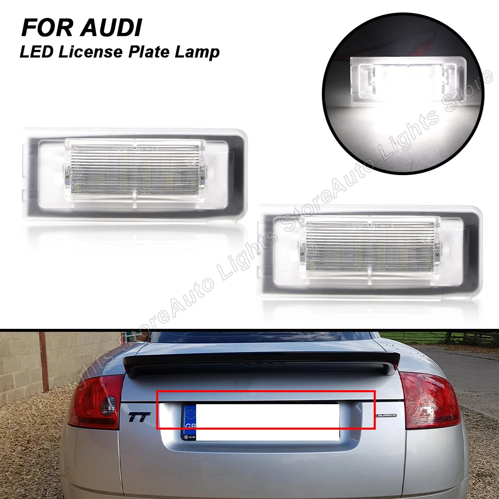 

2PCS For Audi TT 8N 1999 2000 2001 2002 2003 2004 2005 2006 White LED Number License Plate Light Kit Plug & Play Error Free