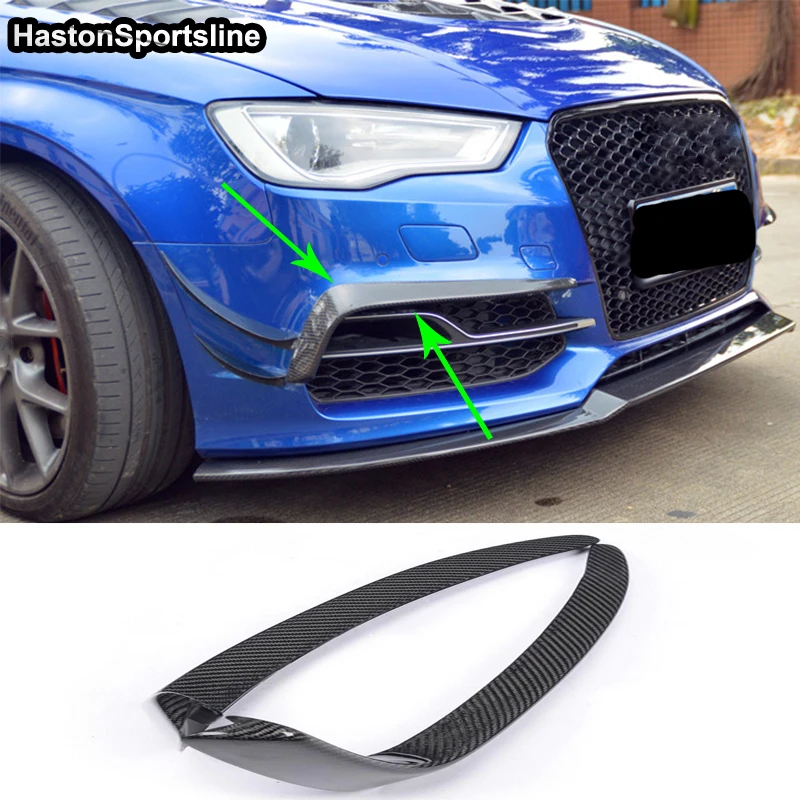 

For Audi S3 Modified Carbon Fiber Front Apron Splitter Front Fog Lamp Fin Car Styling 2014-2016