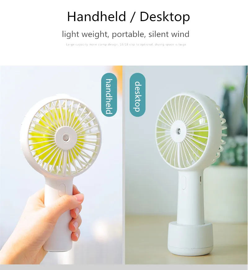 Miniventilador portátil de mano para Humidificación de aire frío, ventilador eléctrico de bolsillo pequeño con recarga USB