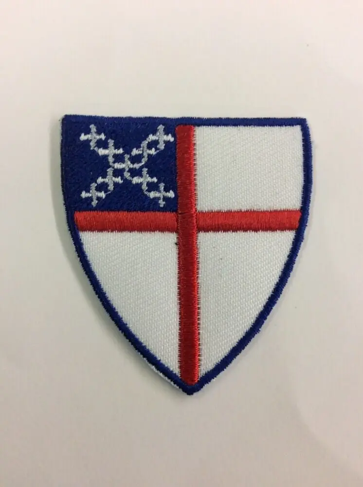 Hot! Iron On Embroidered Episcopal Shield Patch (≈ 6.3 * 7 cm)