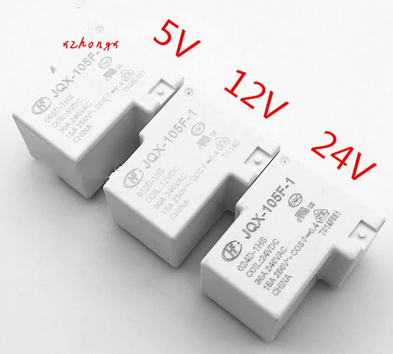 HF-JQX-105F-1-005D JQX-105F-1-012D JQX-105F-1-024D-1HS 5V/12V/24V30A relay 4 feet